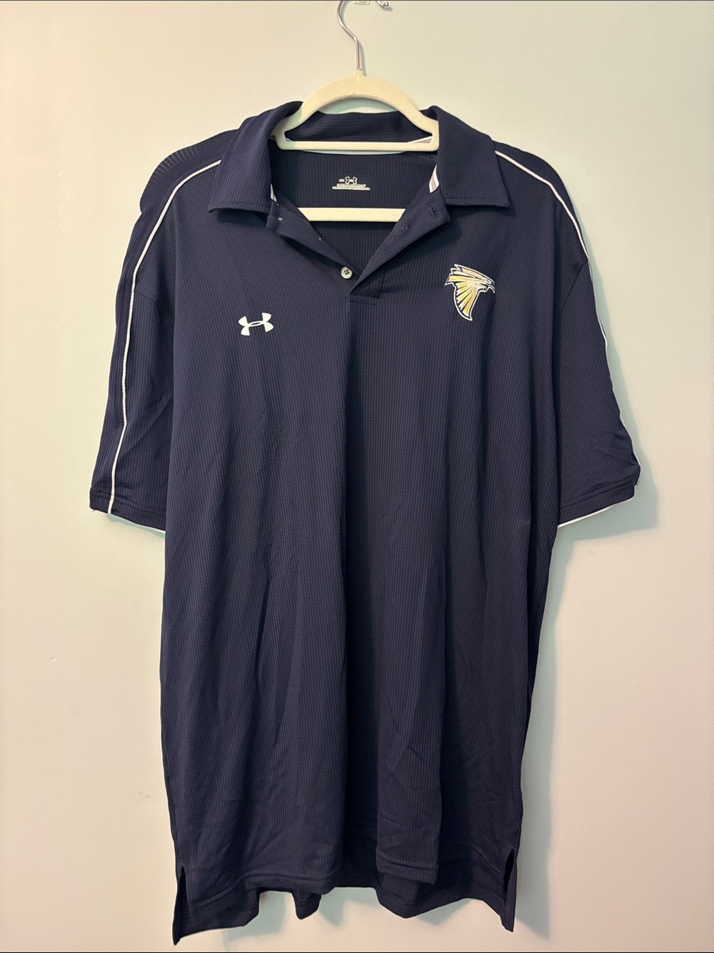 Under Armour Navy Short-Sleeve Polo with Team Crest